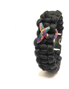 Pulsera de Paracord Negra Tru550 con Cinta de Autismo 19.05 cm 2