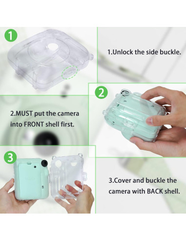Funda Transparente Aenllosi para Fujifilm Instax Mini 12 - Protección y Almacenamiento