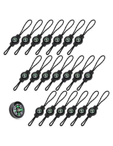 20 Piezas Brújula Mini de Supervivencia Qpower para Camping