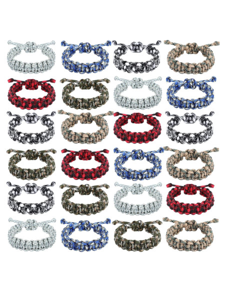 Bonuci 24 Pulseras de Paracord Ajustables para Supervivencia