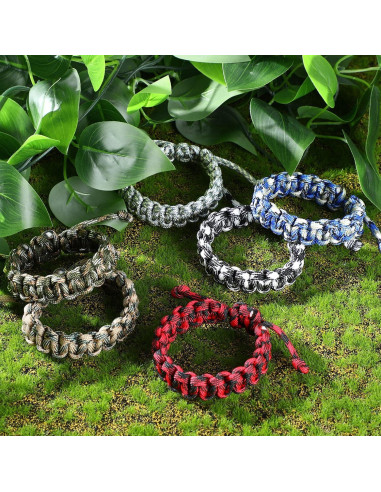 Bonuci 24 Pulseras de Paracord Ajustables para Supervivencia