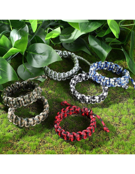 Bonuci 24 Pulseras de Paracord Ajustables para Supervivencia