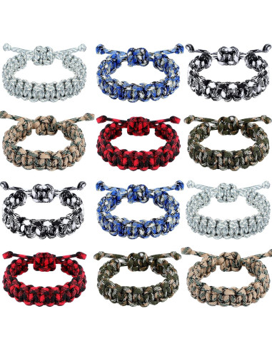 Bonuci 24 Pulseras de Paracord Ajustables para Supervivencia