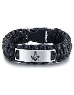 Pulsera de Supervivencia Paracord Masonería Acero 23 cm