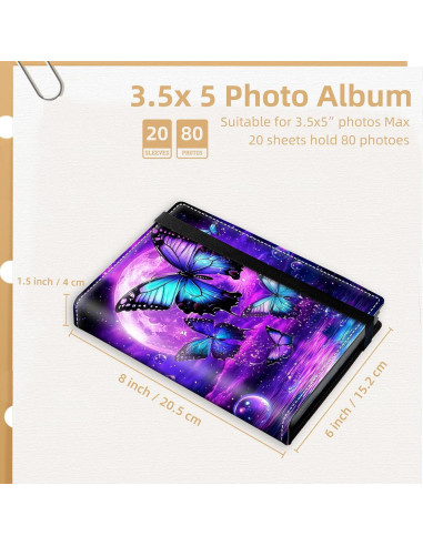 Álbum de Fotos 80 Bolsillos VACGBJPG Mariposa Azul 8.9x12.7 cm