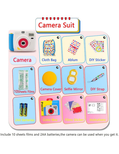 Cámara Instantánea POPOTO con Funda y Accesorios - Kit Completo