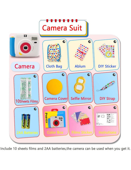 Cámara Instantánea POPOTO con Funda y Accesorios - Kit Completo