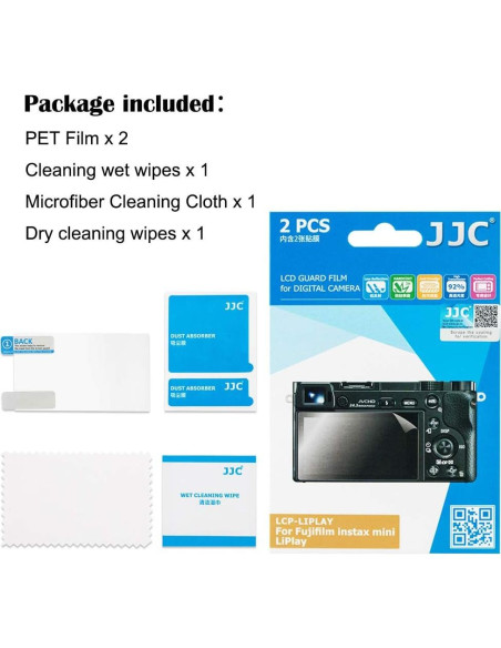 Protector de Pantalla PET JJC para Fujifilm Instax Mini Liplay - 2 Pack
