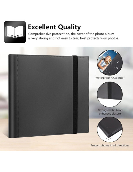 Álbum de fotos Rekeen 256 bolsillos para Polaroid Go Negro