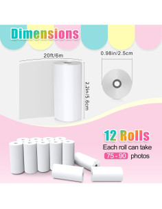 12 Rollos de Papel Térmico Hikkon para Impresión Instantánea 2