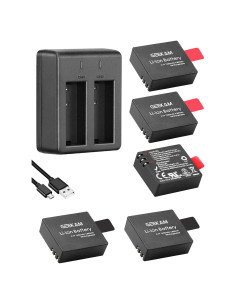 Paquete de 5 Baterías Recargables 1350mAh + Cargador USB GeeKam