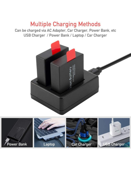 Paquete de 5 Baterías Recargables 1350mAh + Cargador USB GeeKam