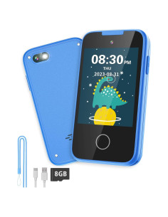 Teléfono Celular Infantil TKECWOB Azul con Doble Cámara y Música