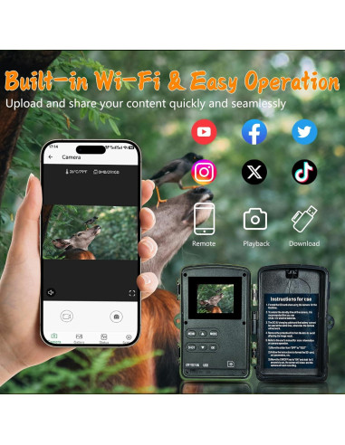 Cámara de Sendero Lantoocam 5K con Visión Nocturna y Wi-Fi
