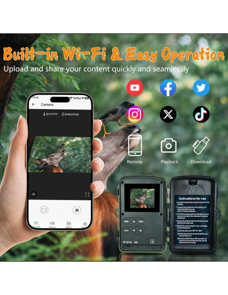 Cámara de Sendero Lantoocam 5K con Visión Nocturna y Wi-Fi