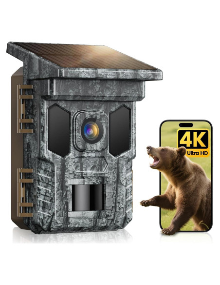 Cámara de sendero solar VIDVIS 4K 64MP visión nocturna IP66