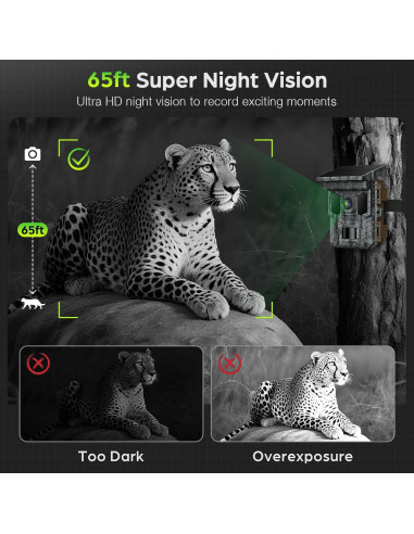 Cámara de sendero solar VIDVIS 4K 64MP visión nocturna IP66