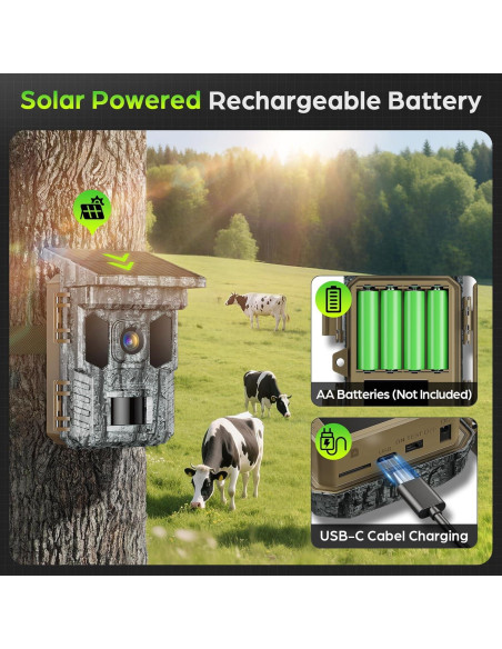 Cámara de sendero solar VIDVIS 4K 64MP visión nocturna IP66