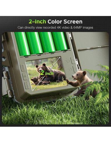 Cámara de sendero solar VIDVIS 4K 64MP visión nocturna IP66