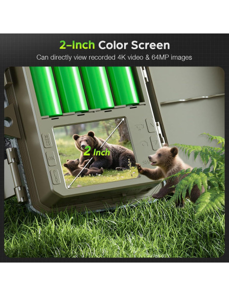 Cámara de sendero solar VIDVIS 4K 64MP visión nocturna IP66