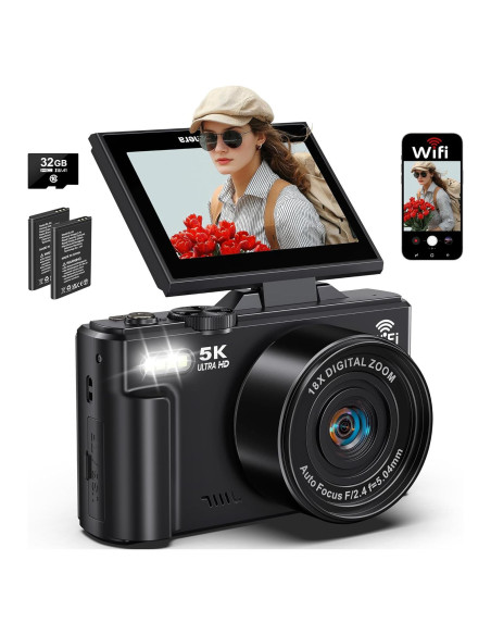 Cámara Digital Lacegre 5K 75MP con WiFi y Pantalla 3"