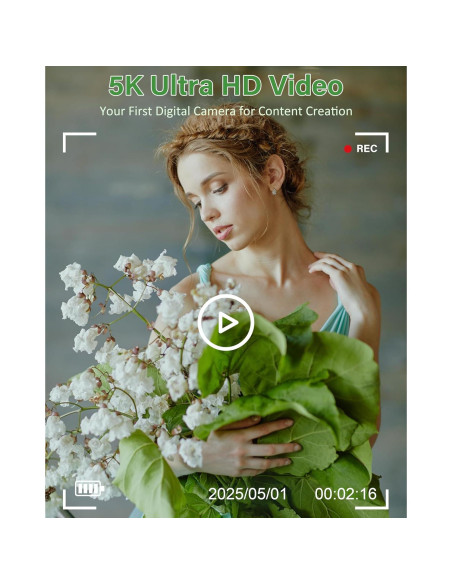 Cámara Digital Lacegre 5K 75MP con WiFi y Pantalla 3"