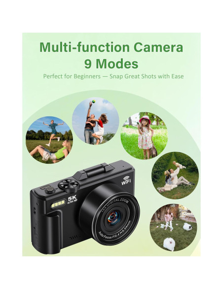 Cámara Digital Lacegre 5K 75MP con WiFi y Pantalla 3"