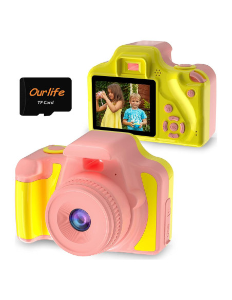 Cámara Digital para Niños Ourlife 12MP Rosa con Música MP3