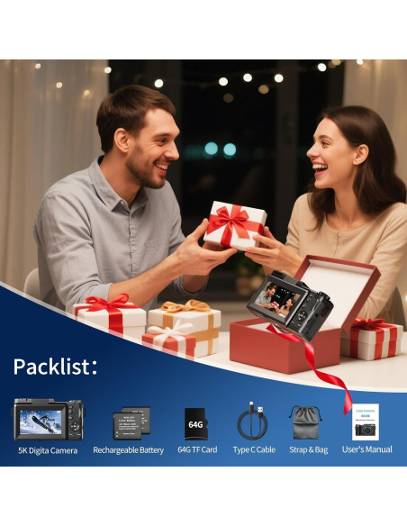 Cámara Digital 64MP WONNIE CD-R2 con Zoom 18X y Pantalla 3"