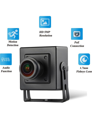 Cámara IP Mini PoE REVODATA I706-3-P-A 5MP Fisheye 180