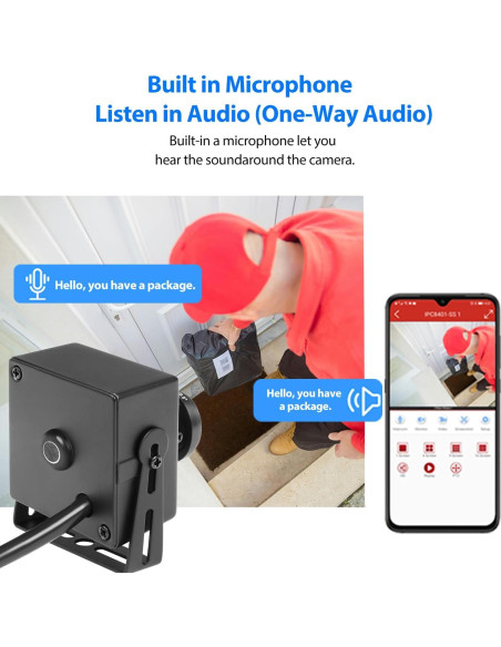 Cámara IP Mini PoE REVODATA I706-3-P-A 5MP Fisheye 180