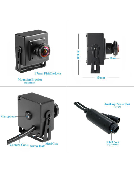 Cámara IP Mini PoE REVODATA I706-3-P-A 5MP Fisheye 180