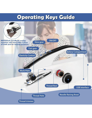 Máquina de Coser de Mano VividLife Mini Doble Velocidad 390g