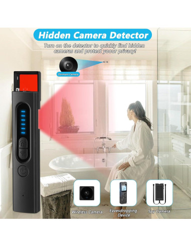 Detector de Cámaras Ocultas Qnmittry GSRE, Antiespía, 5 Niveles