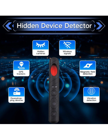 Detector de cámaras ocultas AiLuce portátil 5 niveles sensibilidad