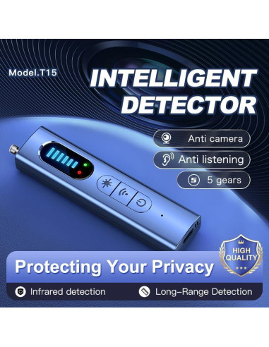 Detector de Cámaras Ocultas T01 - Escáner RF, 25h Batería