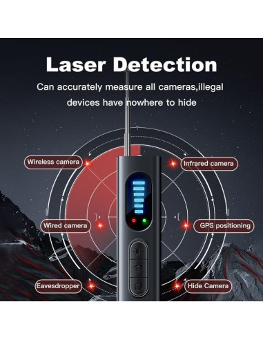 Detector de Cámaras Ocultas T01 - Escáner RF, 25h Batería
