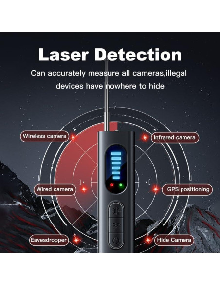 Detector de Cámaras Ocultas T01 - Escáner RF, 25h Batería