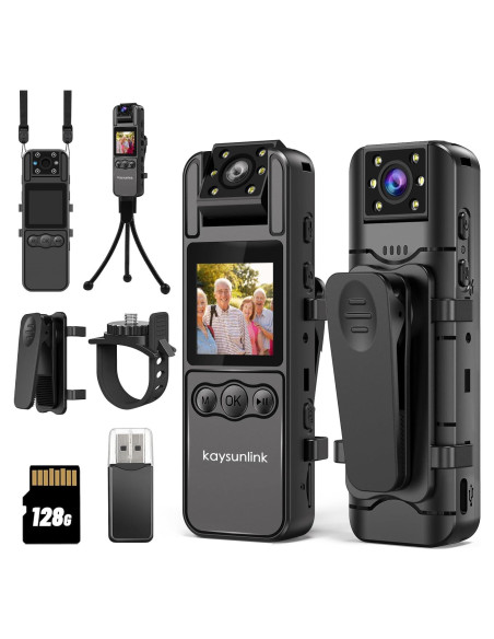 Cámara Corporal Kaysunlink H82 1080P FHD con Alarma y 128GB