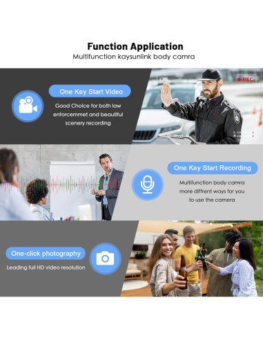 Cámara Corporal Kaysunlink H82 1080P FHD con Alarma y 128GB