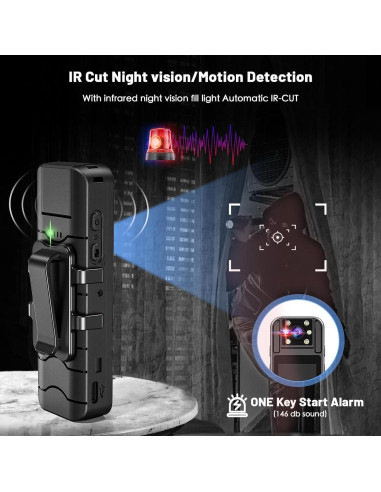 Cámara Corporal Kaysunlink H82 1080P FHD con Alarma y 128GB