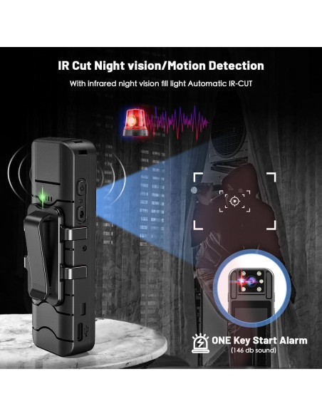 Cámara Corporal Kaysunlink H82 1080P FHD con Alarma y 128GB