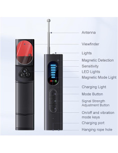 Detector de Cámara Oculta ROCKCHOK HD-1, 4 en 1, Alarma Antirrobo 2