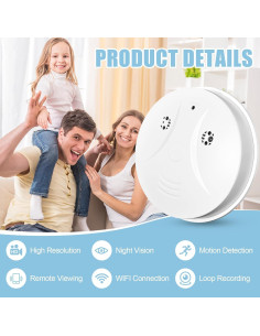 Cámara Oculta Detector de Humo Lian 1080p Wi-Fi Seguridad 2