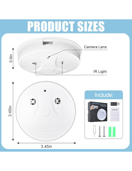 Cámara Oculta Detector de Humo Lian 1080p Wi-Fi Seguridad