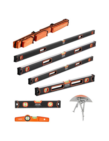 Nivel Torpedo Magnético VEVOR 6 Piezas Aluminio 25.4-198.12 cm