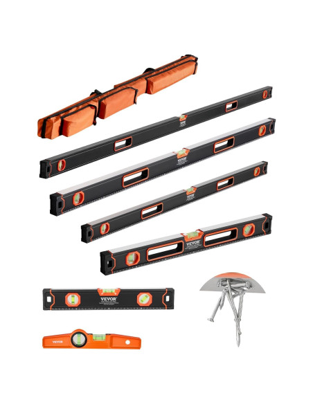 Nivel Torpedo Magnético VEVOR 6 Piezas Aluminio 25.4-198.12 cm