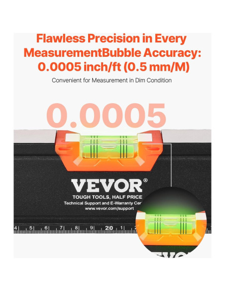 Nivel Torpedo Magnético VEVOR 6 Piezas Aluminio 25.4-198.12 cm