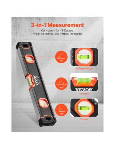 Nivel Torpedo Magnético VEVOR 6 Piezas Aluminio 25.4-198.12 cm