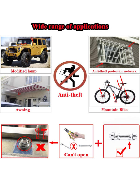 Tornillos de Seguridad M8 VOSANTU Acero Inoxidable 20mm Antirrobo